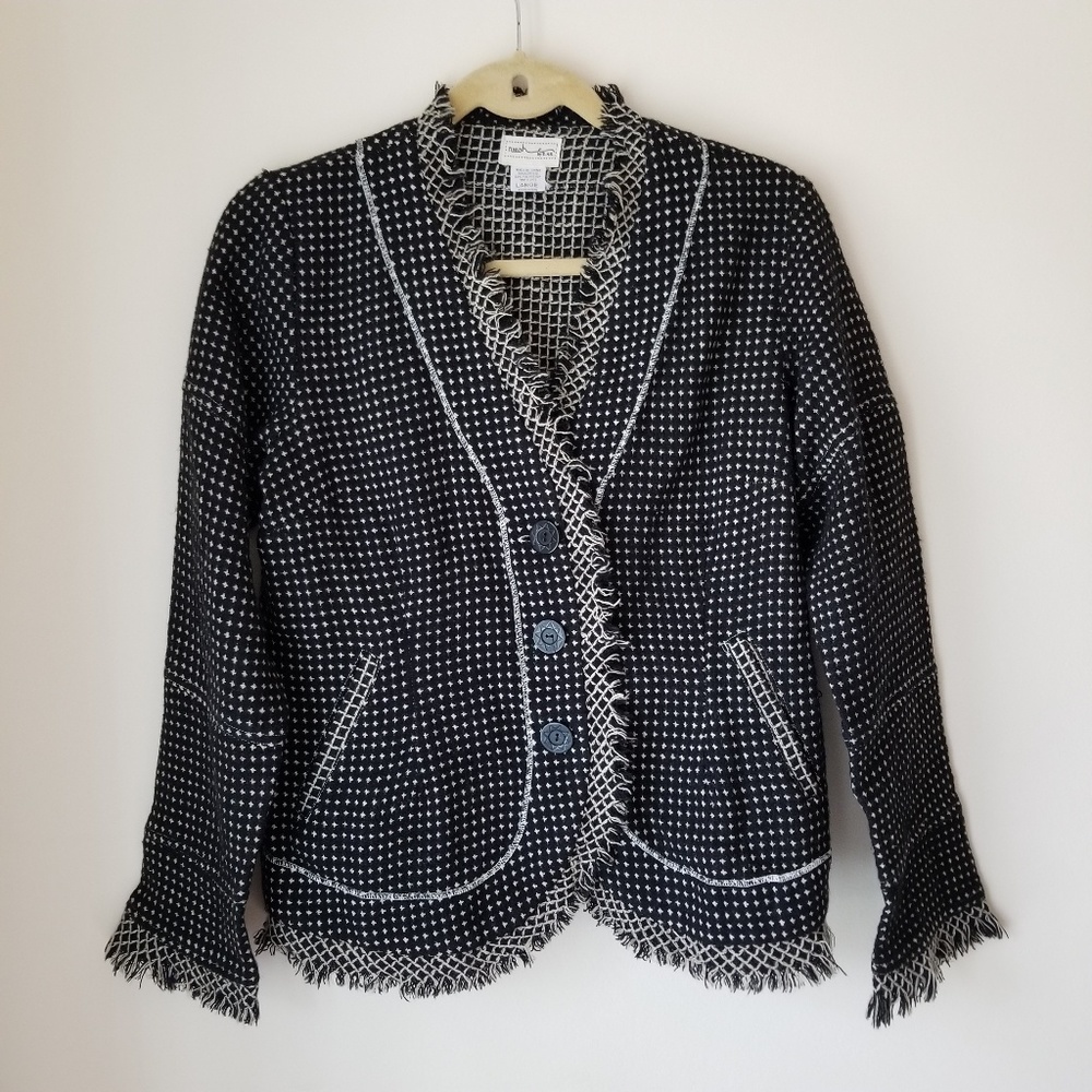 Anthropologie Neesh by dar Fringe Black Cardigan L